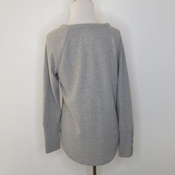 Chaser Thermal Waffle Long Sleeve Tee Gray Raglan Sleeve Medium - Picture 4 of 11